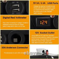 12V Large Battery Box Leisure Power Station USB Charger Caravan Camping MarineUK