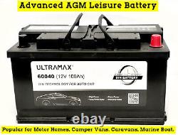 12v 100Ah Leisure Battery LOW HEIGHT PROFILE ADVANCED AGM BATTERY