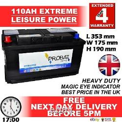 12v 110ah Positive Left Leisure Battery Heavy Duty Low Height (100 Ah Amp) 110