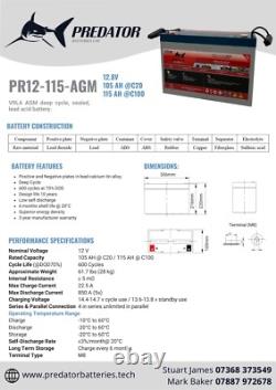12v 115ah Leisure Caravan RV AGM Battery PR12-115-AGM 306169220