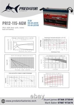 12v 115ah Leisure Caravan RV AGM Battery PR12-115-AGM 306169220