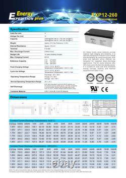 12v 260ah Expedition Plus Agm Deep Cycle Battery. Campervan Motorhome Boat