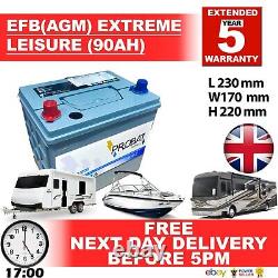 12v 90ah Efb Agm Eq. Leisure Battery Heavy Duty Low Height (90 Ah Amp) 85 Amp 88