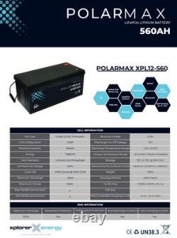 12v Lithium 560 AH Xplorer Polarmax Low Temperature Leisure Battery with Bluetoo
