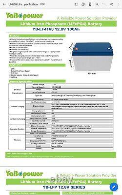 12v Lithium bluetooth battery 100ah 1280wh leisure caravan motorhome RV solar