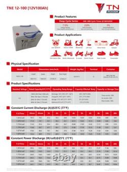 12v TN 100ah AGM Deep Cycle Heavy Duty Leisure Battery Boat Motorhome Van DC9.16