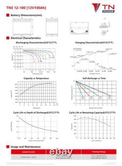 12v TN 100ah AGM Deep Cycle Heavy Duty Leisure Battery Boat Motorhome Van DC9.16