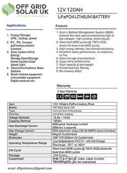 12v lifepo4 battery 120ah Leisure Motorhome Caravan Yacht Boat Mobility UPS