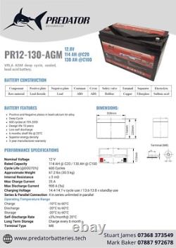 130ah 12v Leisure Battery PR12 130 AGM Battery12v 130 ah 328 × 172× 220mm