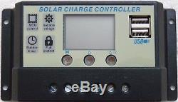 200w 80w 100w Solar Panel + 20A LCD USB Charger Controller 12v & 24v battery