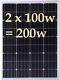 2 X 100w = 200w Mono Pv Solar Panel /w 3m Cable For 12v 24v Battery Caravan Rv