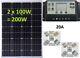 2 X 100w = 200w Mono Solar Panel + 20a Lcd 12v 24v Charger 2x Usb 5v + Brackets