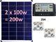 2 X 100w = 200w Solar Panel + 20a Lcd 12v 24v Charger 2x Usb 5v + Z Bracket Sets