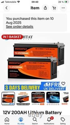 2 x 12V 200Ah LiFePO4 Battery Lithium Deep Cycle Leisure Solar RV Boat Camper