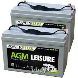 2 x AGM 100 Sealed Leisure Batteries 100ah 12v Screw Thread