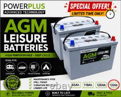 2 x PowerPlus AGM HFB-130 12v 130ah Leisure Batteries