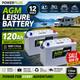 2 X Powerplus Hfb-120 12v 120ah Agm Leisure Batteries Solar Batteries Marine