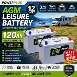2 x PowerPlus HFB-120 12v 120ah AGM Leisure Batteries Solar Batteries Marine