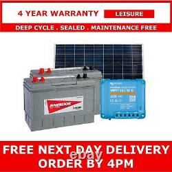 2x 100Ah Leisure Batteries, 115W Solar Panel & MPPT Charger Controller Set