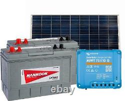 2x 100Ah Leisure Batteries, 115W Solar Panel & MPPT Charger Controller Set