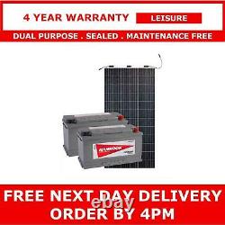 2x 12V 110Ah Dual Purpose Leisure Battery and 375W Flexible Solar Panel