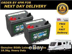 2x Hankook 80Ah Leisure Battery DC24 12V 550 Life Cycles