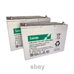 2x LSLC104-12 Lucas 12V 104Ah AGM Leisure Battery Campervan Boat Solar