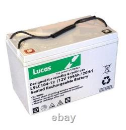2x LSLC104-12 Lucas 12V 104Ah AGM Leisure Battery Campervan Boat Solar