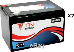 2x TN Power 12V 12Ah Lithium Leisure Batteries for Golf & Mobility