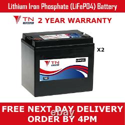 2x TN Power 12V 33Ah Lithium Leisure Batteries for Golf & Mobility