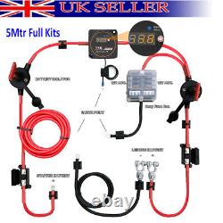 5mtr Twin Leisure Battery Split Charge Kit 12V VSR Ready Made Leads with Fuse Box