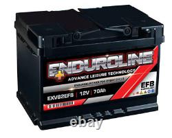 70Ah Leisure Battery Enduroline EXV82EFB EFB Deep Cycle Leisure Battery 12V