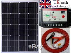 80w 100w 120w 160w Solar Panel + Charger Controller + Cable fuse & battery clips