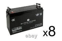 8 x 100Ah 12V Deep Cycle AGM Battery for Leisure, Solar, Wind and Off-grid