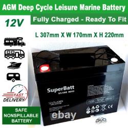 AGM Deep Cycle Leisure Battery 12V 120AH 12VSLA30N Caravan Motorhome Marine Boat
