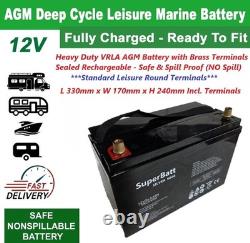 AGM Deep Cycle Leisure Battery 12V 140AH 12VSLA33N Caravan Motorhome Marine Boat