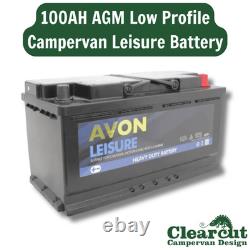 AVON Low Profile AGM Battery 12V 100AH Campervan Motorhome Leisure Battery