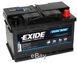 Brand New Leisure Exide DUAL AGM Battery 12V 760CCA EP600 2 Year Warranty