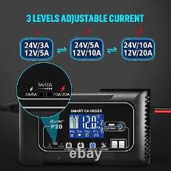 Car Battery Charger, HTRC 15A 12V/24V Battery Charger for LeisureAgm/Gel/Sla/Ef