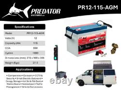 Deep Cycle AGM Leisure Battery 12v 115ah Leisure High Power with M8 Terminals