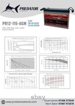 Deep Cycle AGM Leisure Battery 12v 115ah Leisure High Power with M8 Terminals