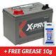 Deep Cycle Leisure Battery 12v 100ah X-pro 303x172x222mm M27dc + Clamp Grease