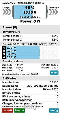 Deep cycle Bluetooth LITHIUM LEISURE BATTERY, 12v LiFePO4. 12v 100ah