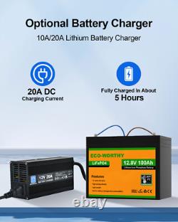 ECO-WORTHY 100AH 12V LiFePO4 Lithium Leisure Battery Motorhomes Camper Caravan