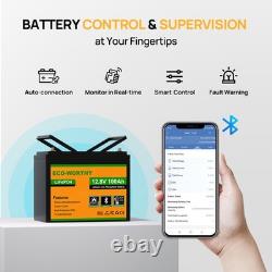 ECO-WORTHY 12V 100AH LiFePO4 Lithium Leisure Battery Bluetooth Motorhome Caravan