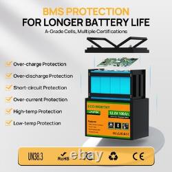 ECO-WORTHY 12V 100AH LiFePO4 Lithium Leisure Battery Bluetooth Motorhome Caravan