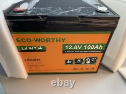 ECO-WORTHY 12V 100AH Lithium Leisure Battery LiFePO4 Bluetooth Caravan Camping