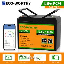 ECO-WORTHY 12V 100Ah Lithium Leisure Battery LiFePO4 Smart Bluetooth Caravan RV