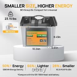 ECO-WORTHY 12V 100Ah Lithium Leisure Battery LiFePO4 Smart Bluetooth Caravan RV