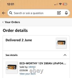 ECO-WORTHY 12V 280Ah LiFePO4 Lithium Leisure Battery Bluetooth Motorhome Caravan